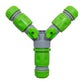 2-Way Tap Connector with 3 x Quick Connect Outlets and 3 x Standard 1/2" Hose Connectors (Grey/Lime)