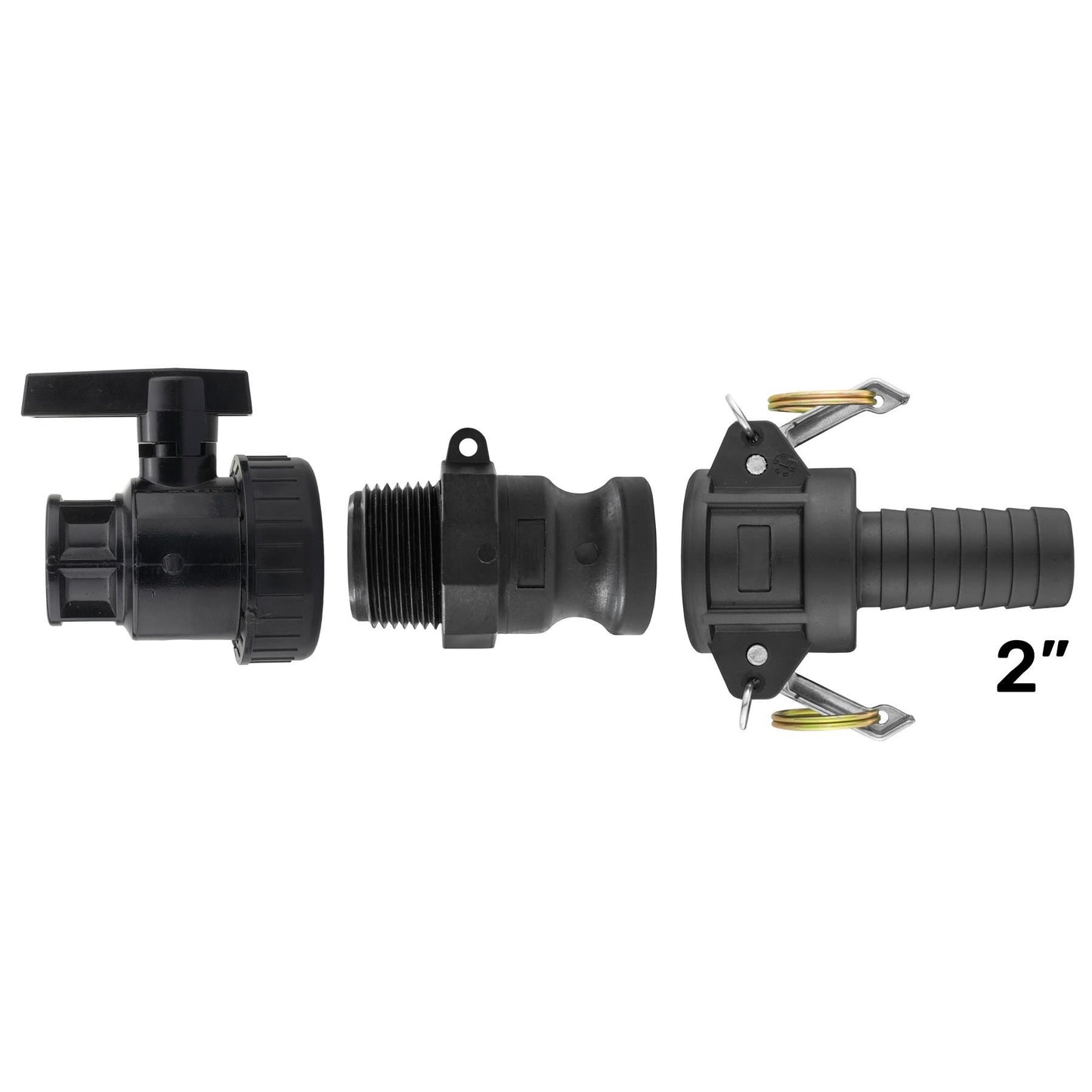 Full Flow Ball Valve 2" BSPF with Camlock 2" Type F and 2" Type C