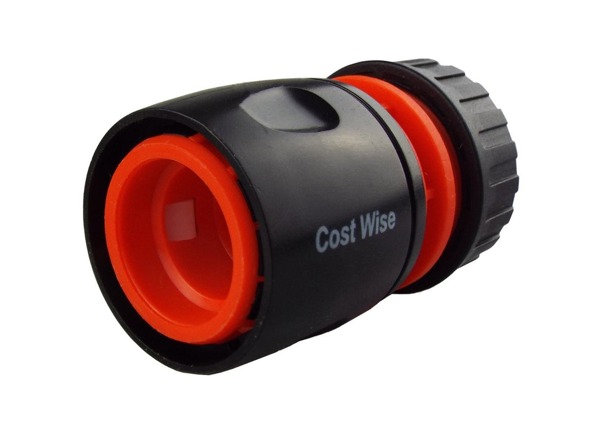 2-Way Tap Connector Snap-On Outlet Metal Black/Orange + 2 x Hose Connectors