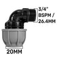 Swivel IBC Extender + Valve + MDPE Elbow 20mm