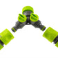 2-Way Tap Connector 3/4" and 1" BSP Inlet and 2 x Hose Connectors (Lime)