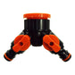 2-Way Tap Splitter Connector with 3 x Quick Connect Outlets (Black/Orange)