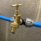 Brass Bib Tap Quick Connect with MDPE Tee 25mm - 3/4" BSPF