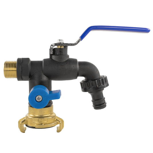 Garden Double Blue/Black Lever Tap + Geka Type Claw Outlet