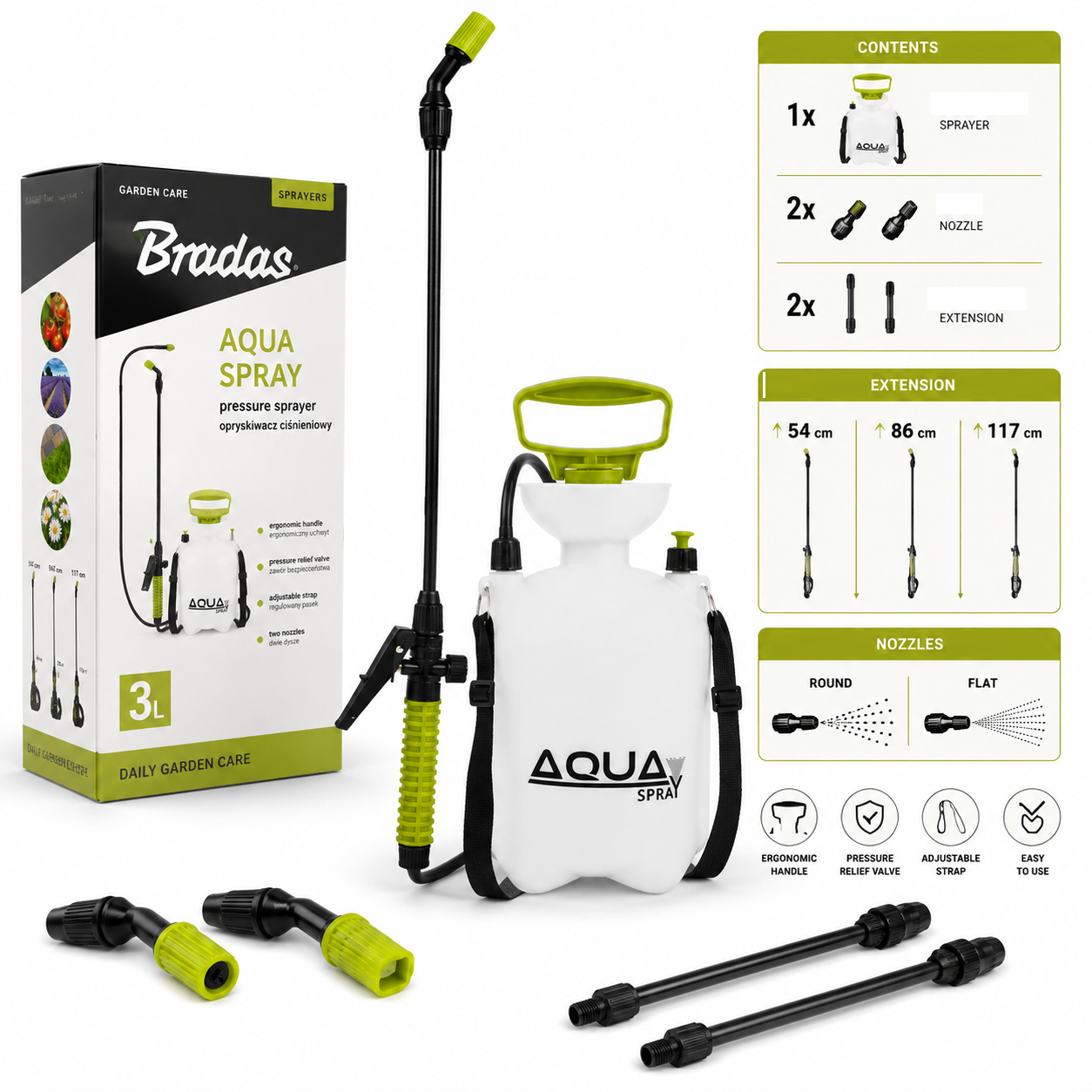 Aqua Spray 3L Telescopic Spray Lance with 2 Nozzles