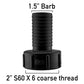 IBC 2" S60X6 Thread Valve with S60X6 to 1.5" Hose Tail
