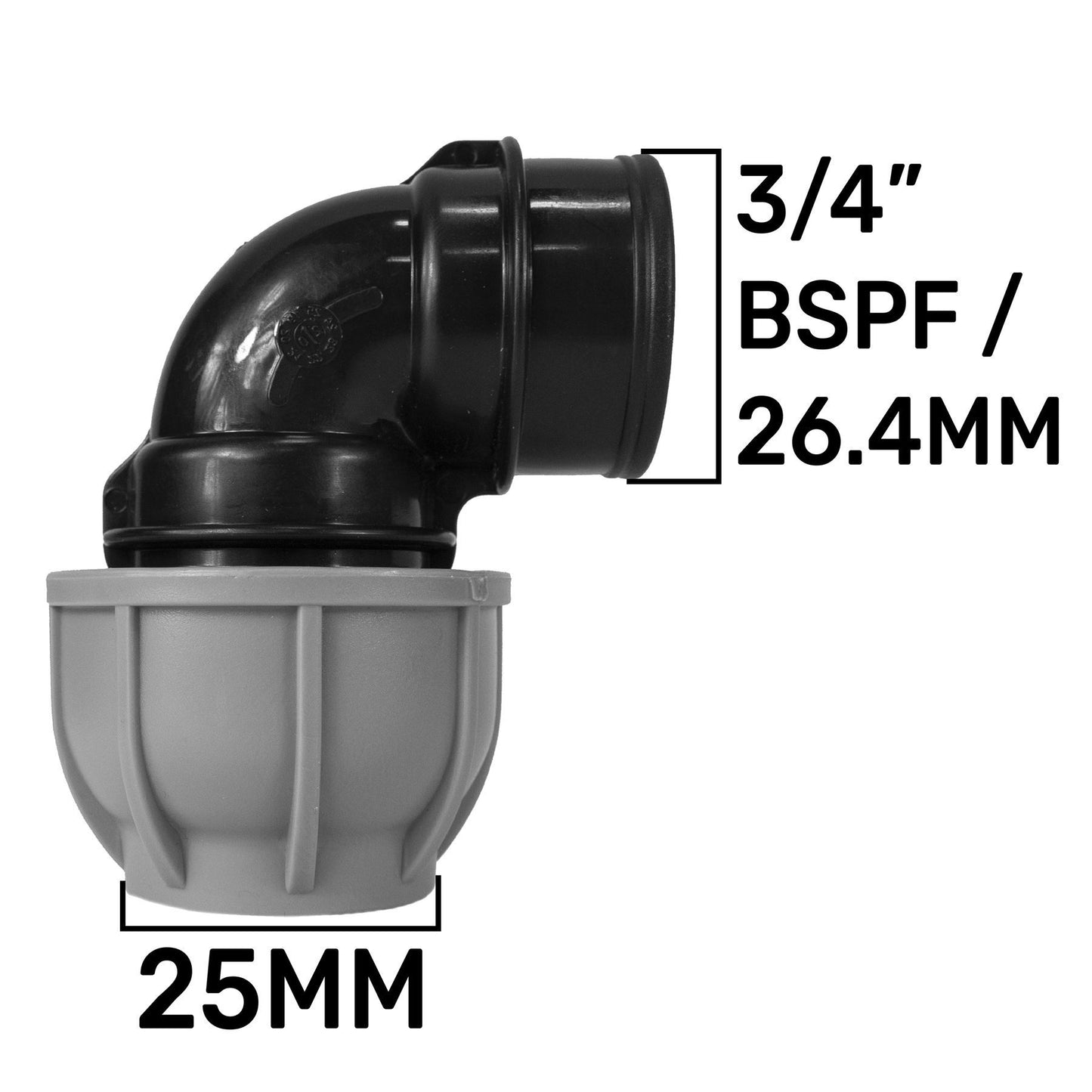 Garden Lever Tap 3/4 BSPM to Quick Connect + Elbow MDPE 25mm