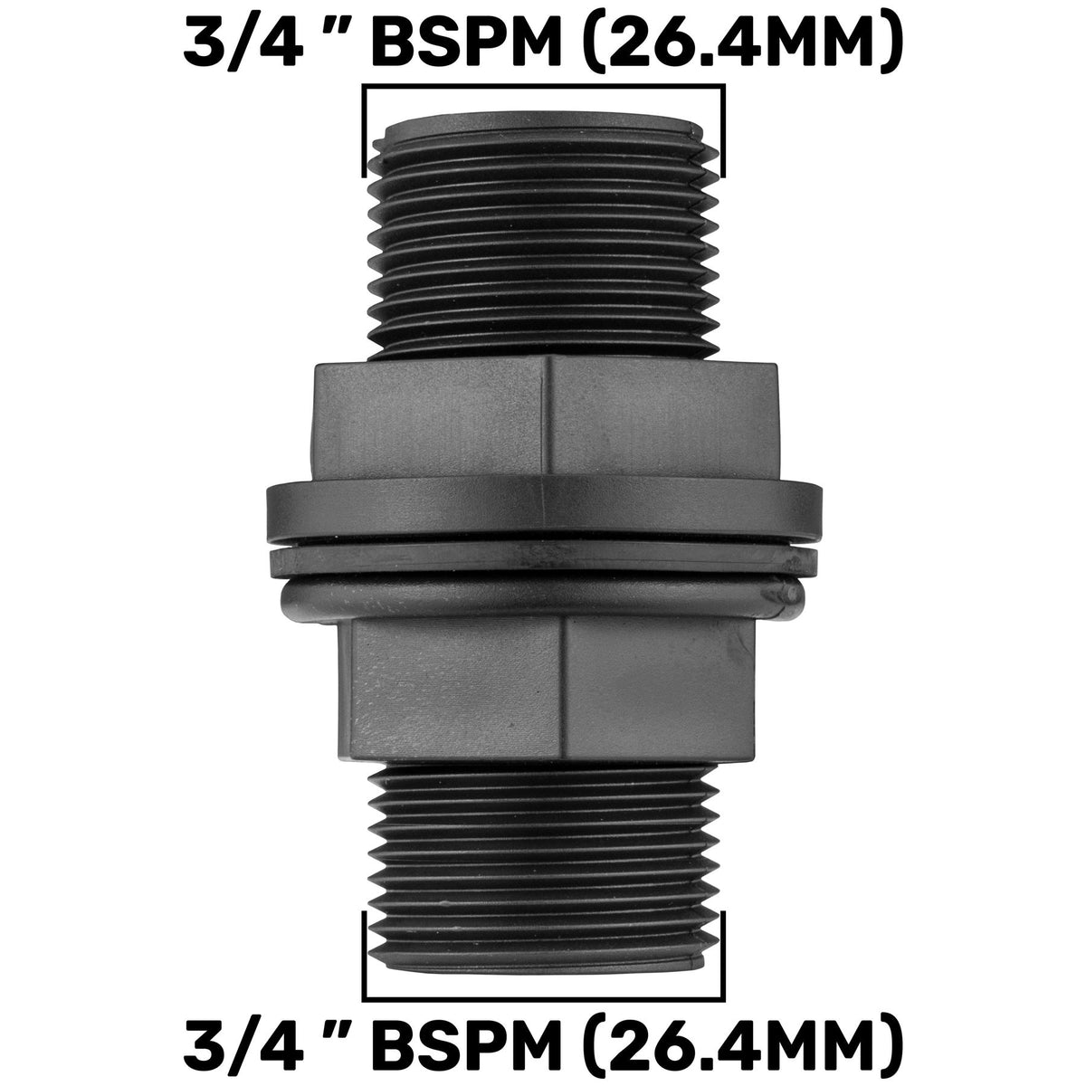 Water Butt Connector with Nut & Washer 3/4" BSPM + MDPE Elbow 20mm