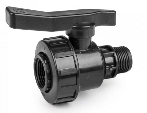 Swivel IBC Extender + Valve + MDPE Elbow 25mm