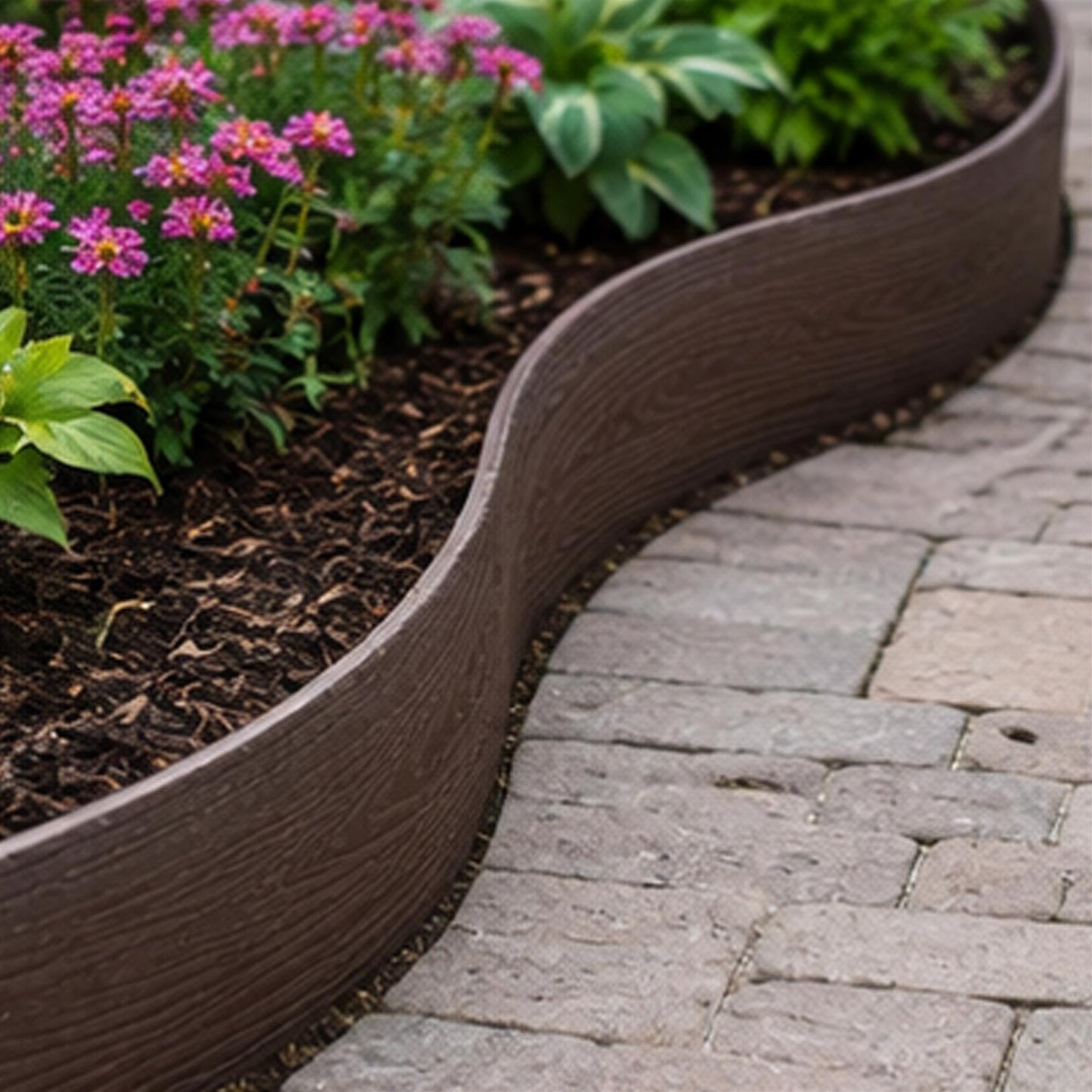 Lawn Edging Heavy Duty Wood Effect 78mm High, 2.8mm Thick, 10 Metre Roll