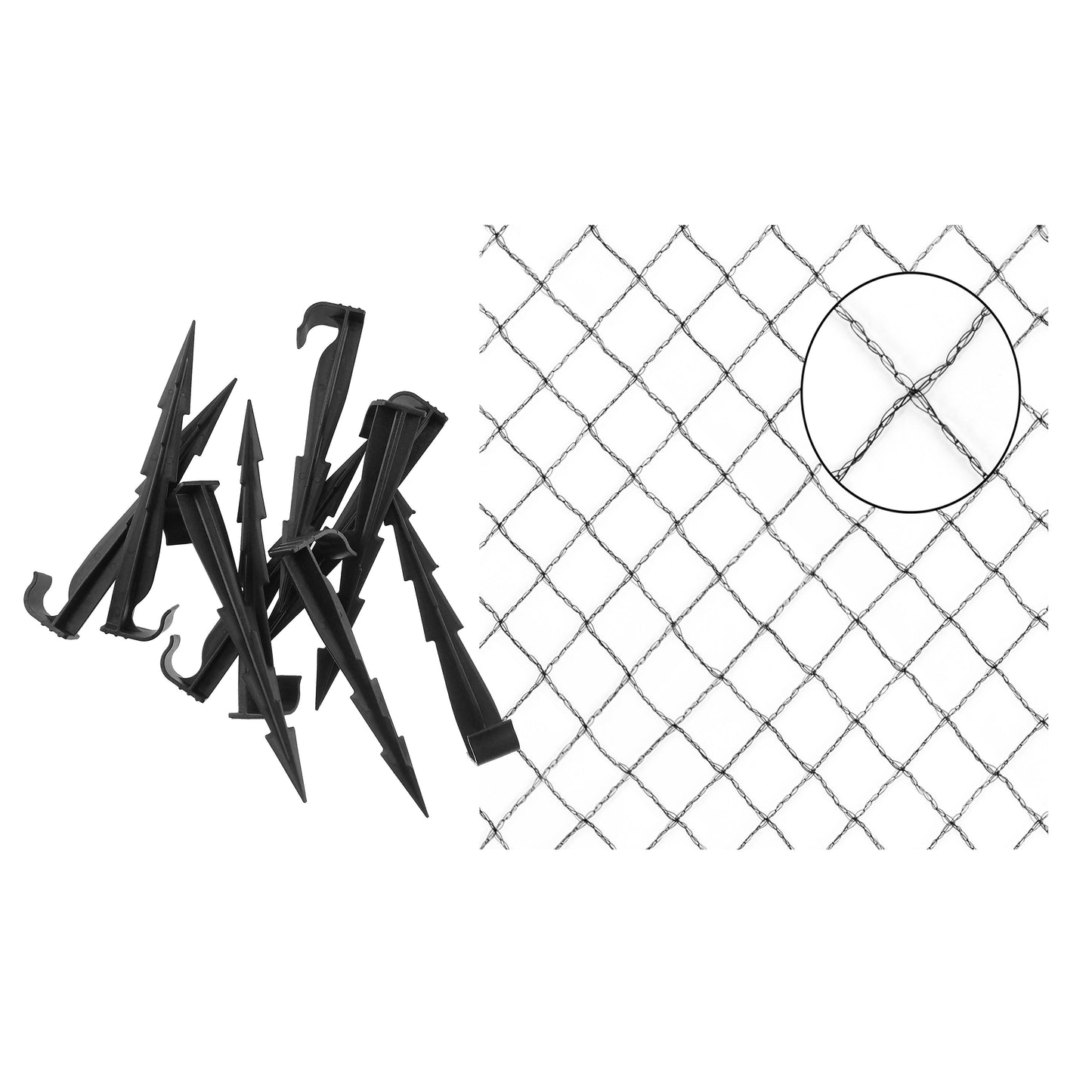 Bird Protection Netting 15mm Diamond Mesh with Ground Stake Pegs