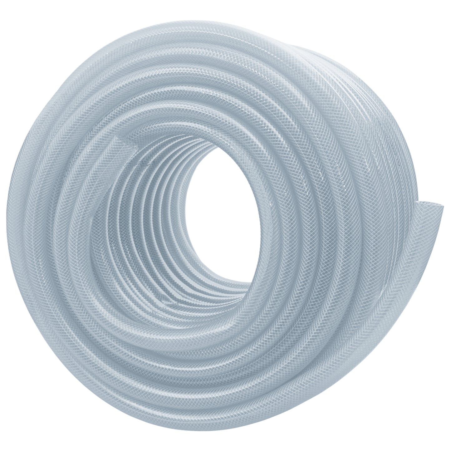 Clear Braided PVC Tech Hose 19*25*3mm 7/28BAR with 2 x A2 Hose Clips Kit