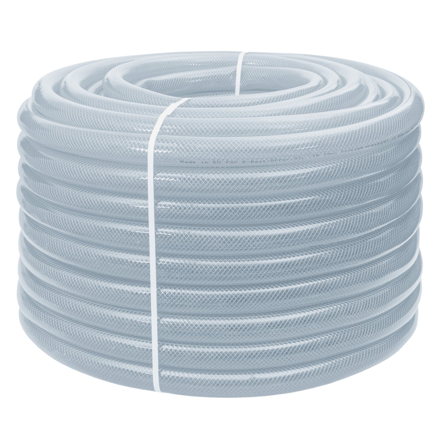Clear Braided PVC Tech Hose 19*25*3mm 7/28BAR with 2 x A2 Hose Clips Kit