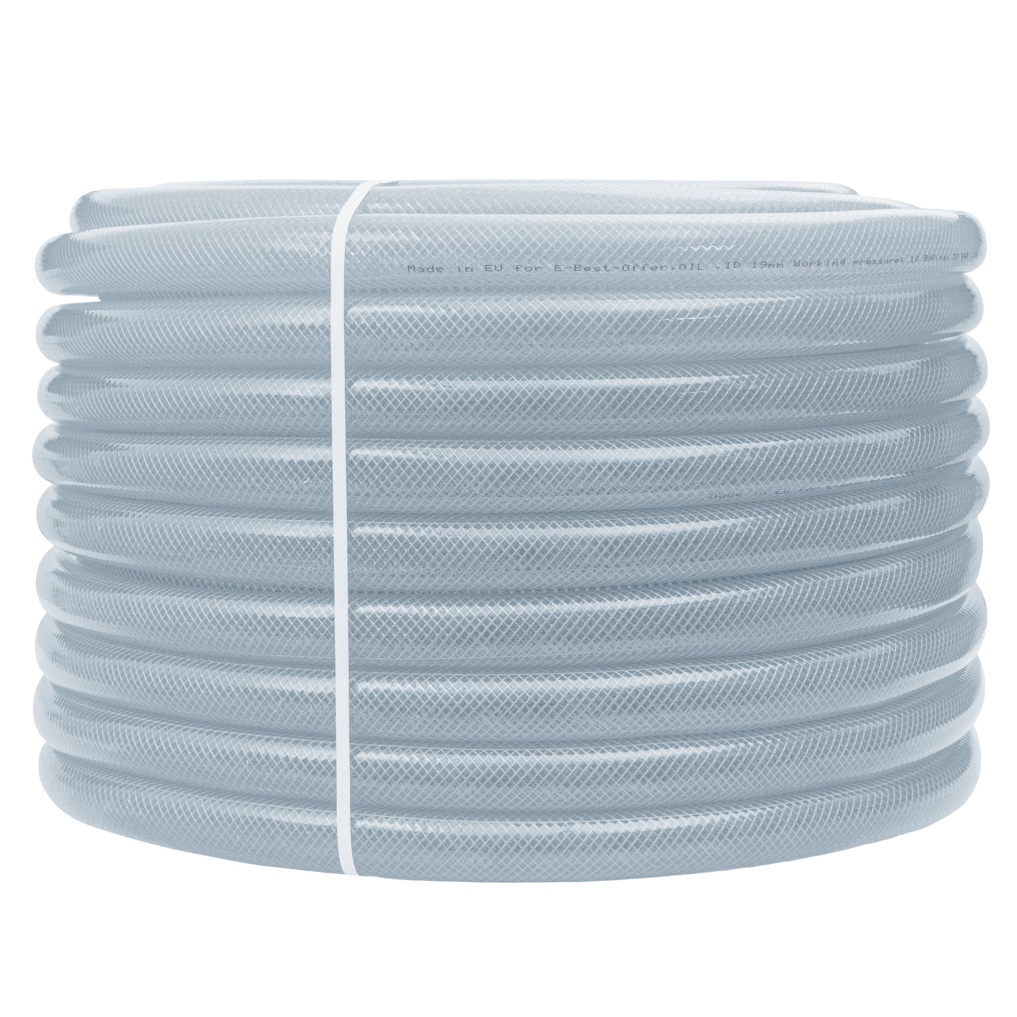 Clear Braided PVC Tech Hose 19*25*3mm 7/28BAR with 2 x A2 Hose Clips Kit