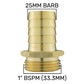 Water Butt Kit 1” BSP with Lever Valve and 25mm Brass Barb