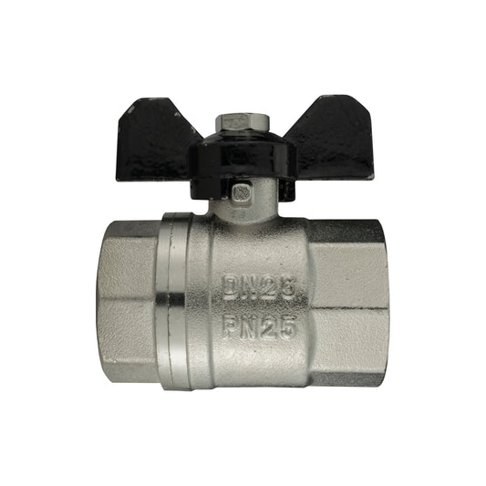 Brass Nickel-Plated Butterfly Valve 1" BSPF