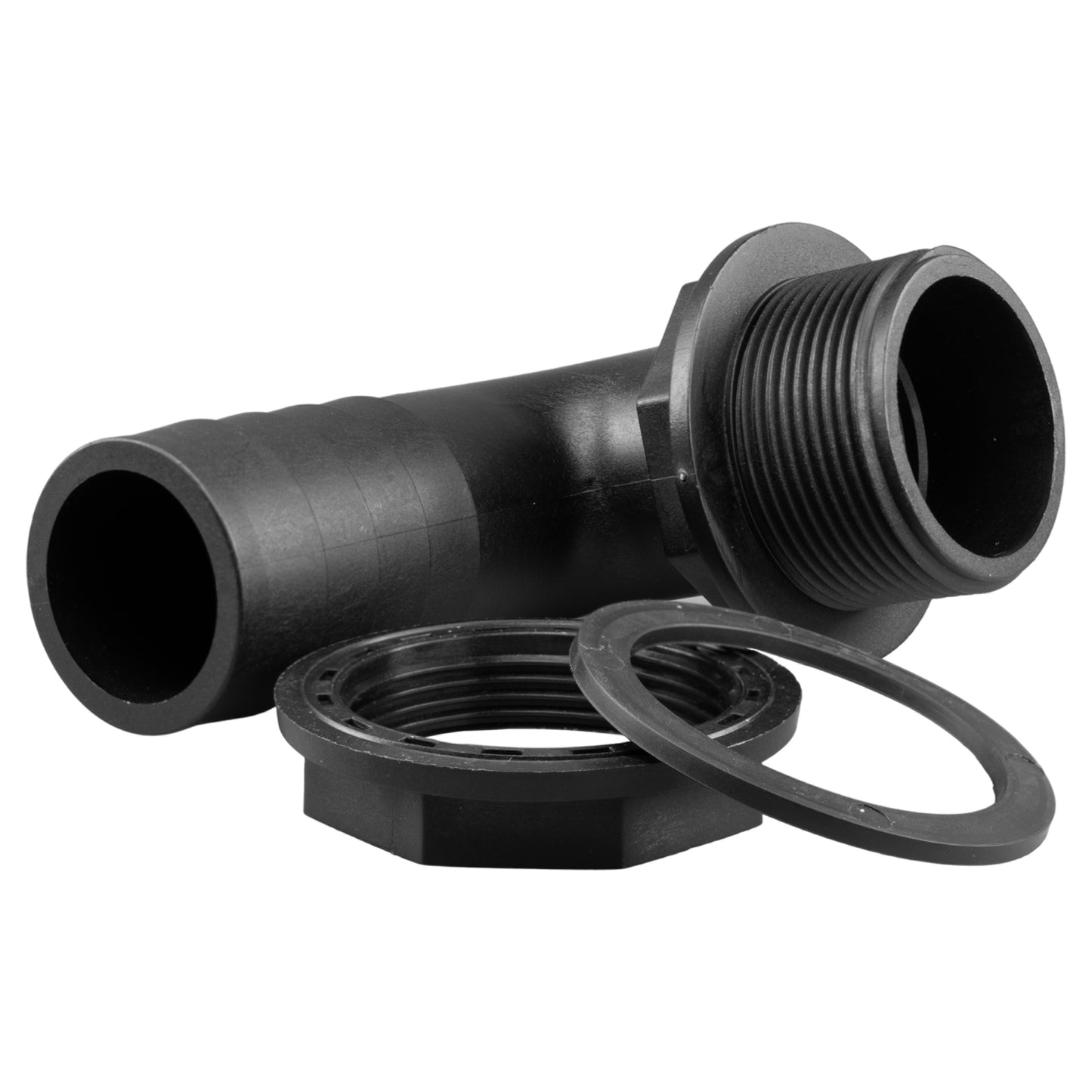 Tank Connector 90 Degree with Washer & Nut 1/2"BSPM - 1/2" Barb