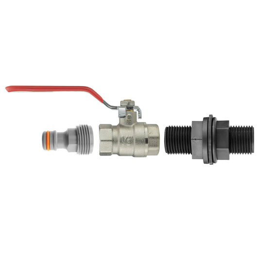 Water Butt Kit ½” with BSPF Lever Valve and Male Quick Connector