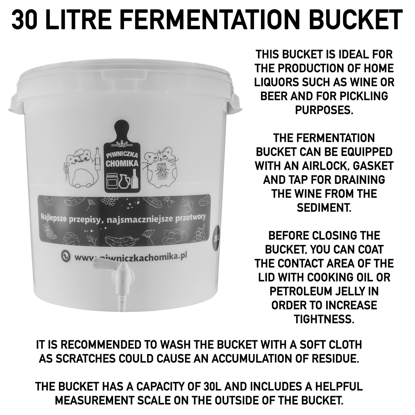 Home Brew Bucket 30L with Tap