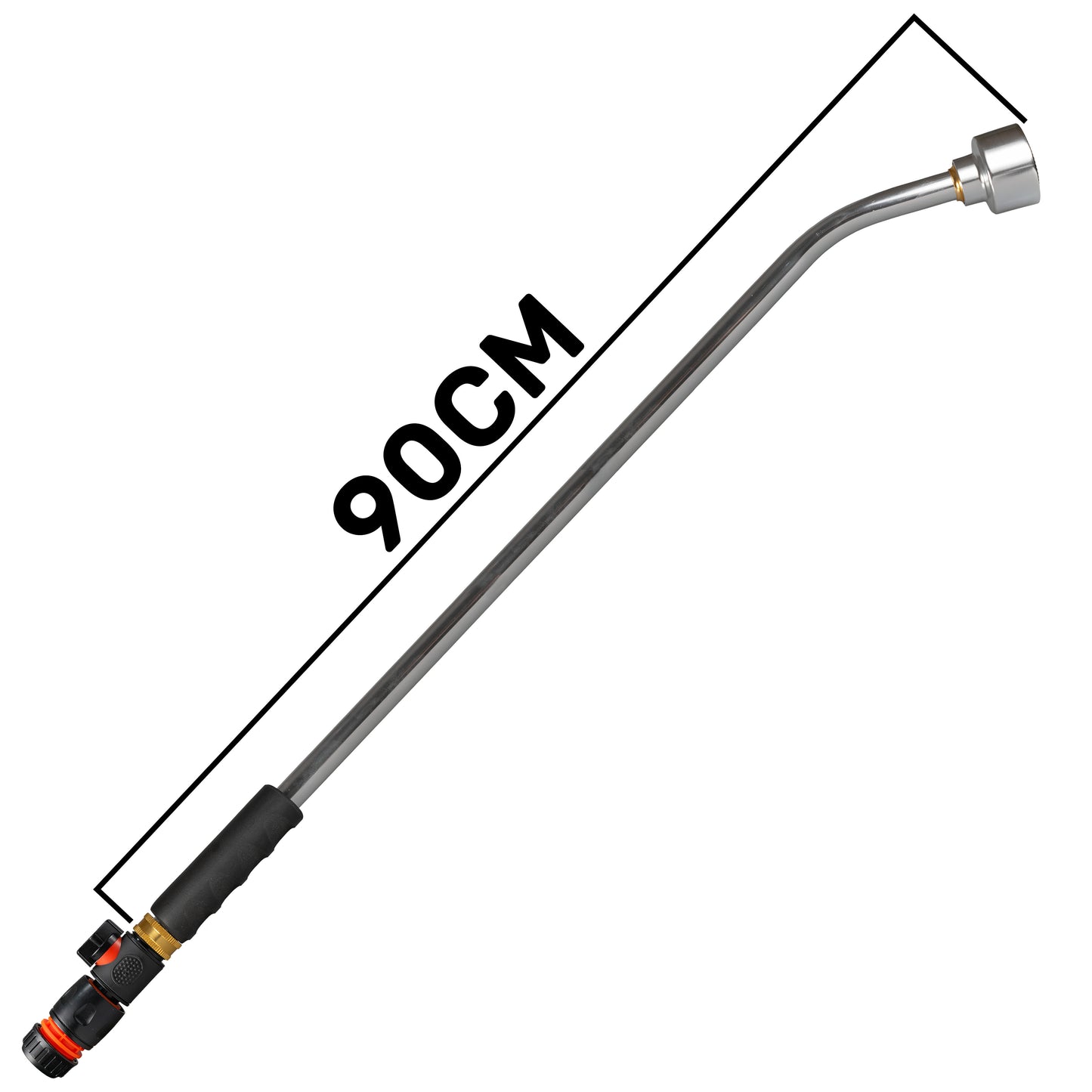 90cm Garden Watering Lance with Quick Connect Valve (Black) and Hose Connector