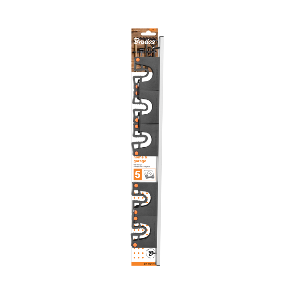 Wall Mount Tool Holder Rail – Gripper Design (5 Handles)