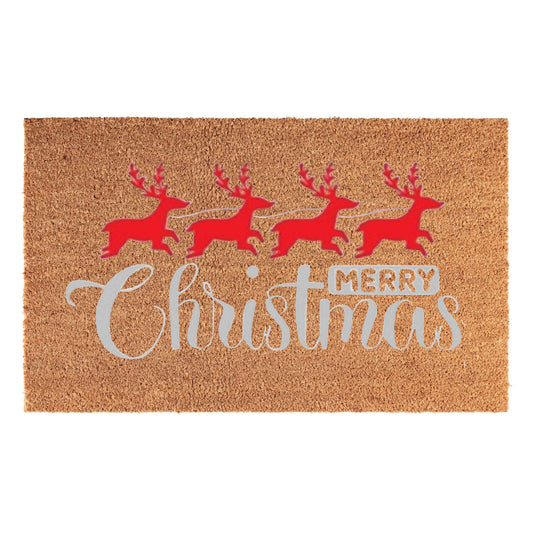 X0026VTWCL x 1, MYPURECORE Coir Door Mat (60x40cm) - Non-Slip & Absorbent, Indoor/Outdoor, Eco-Friendly - Ideal as Front Door, Entrance, Floor, Welcome Mat - Large Size, Dirt Trapper, Washable (XMASS)