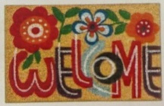 X0026VT8ON x 14, MYPURECORE Coir Door Mat (60x40cm) - Non-Slip & Absorbent, Indoor/Outdoor, Eco-Friendly - Ideal as Front Door, Entrance, Floor, Welcome Mat - Large Size, Dirt Trapper, Washable (WELCOME FLOWERS)