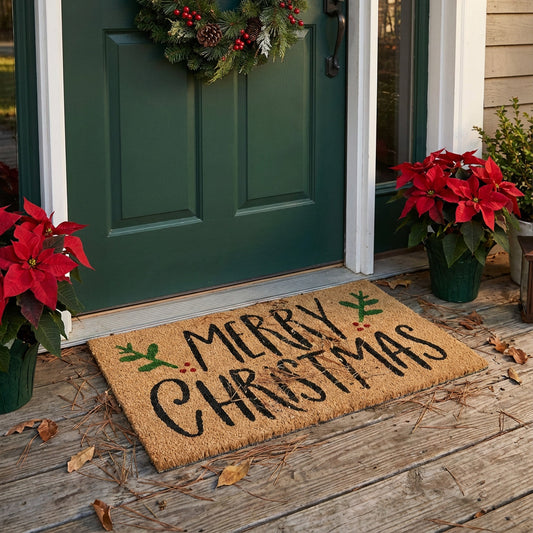 Doormat 60cm x 40cm -  'Merry Christmas' (Holly)
