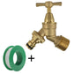 Brass Bib Tap Kit with Barb/Quick Connect Outlet, ½” and ¾” BSP Thread Inlet