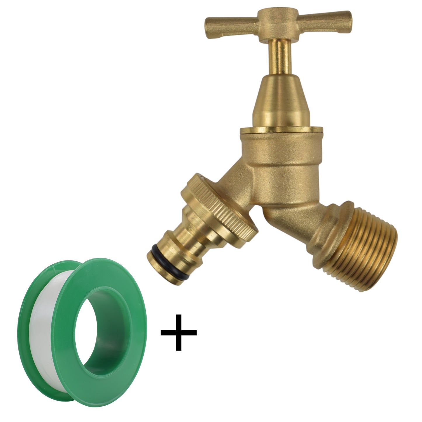 Brass Bib Tap Kit with Barb/Quick Connect Outlet, ½” and ¾” BSP Thread Inlet