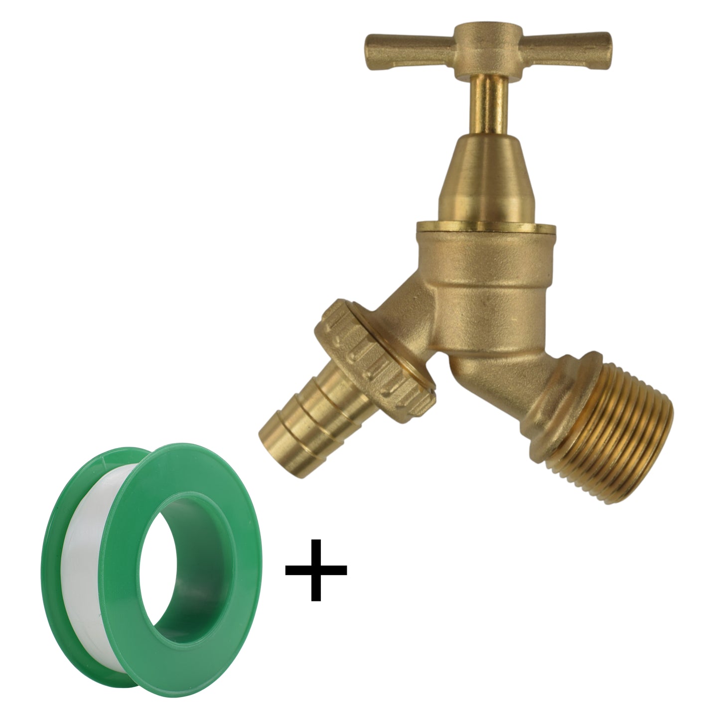Brass Bib Tap Kit with Barb/Quick Connect Outlet, ½” and ¾” BSP Thread Inlet