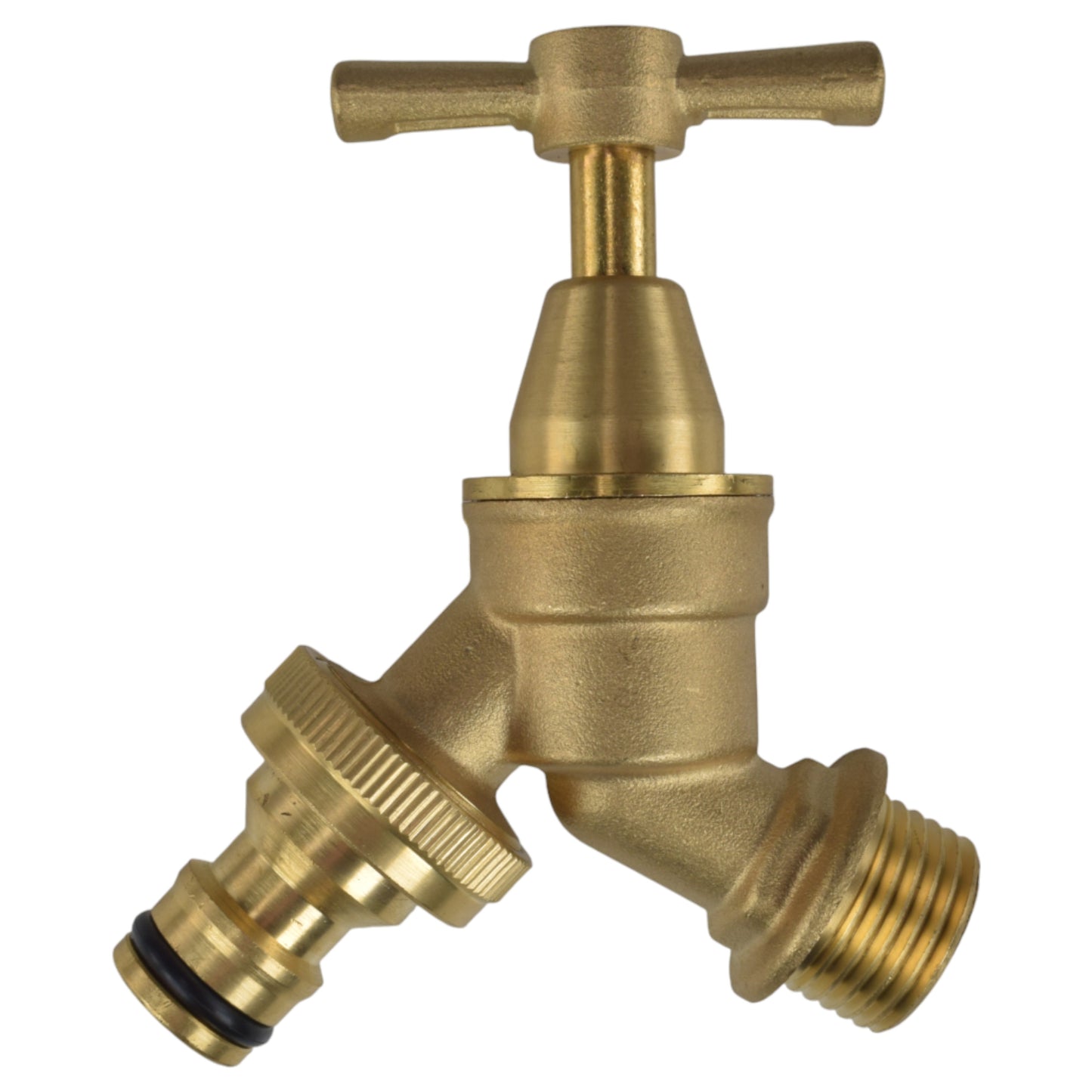 Brass Bib Tap Kit with Barb/Quick Connect Outlet, ½” and ¾” BSP Thread Inlet