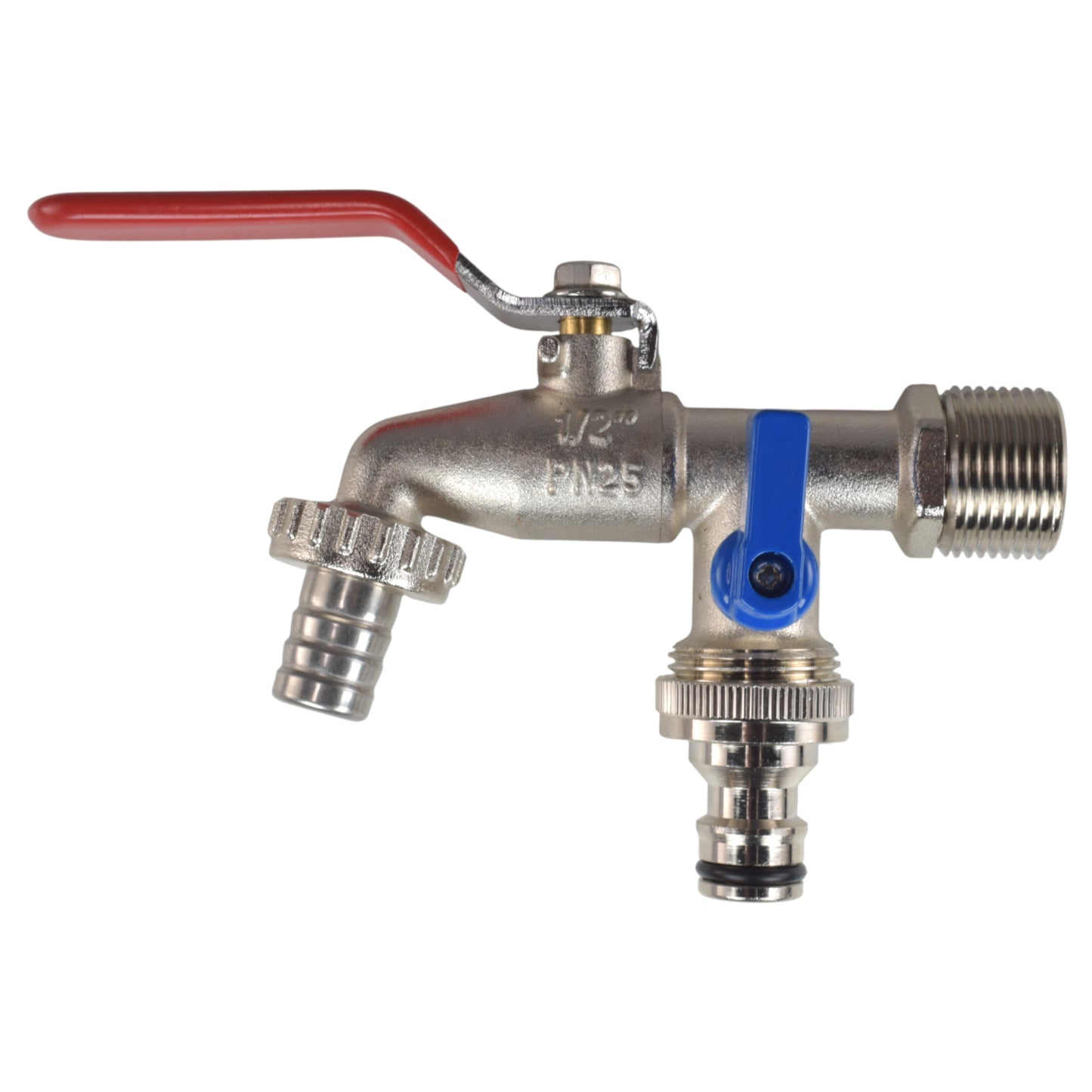 Double Lever Tap Kit with Barb/Quick Connect Outlet, ½” and ¾” BSP Thread Inlet