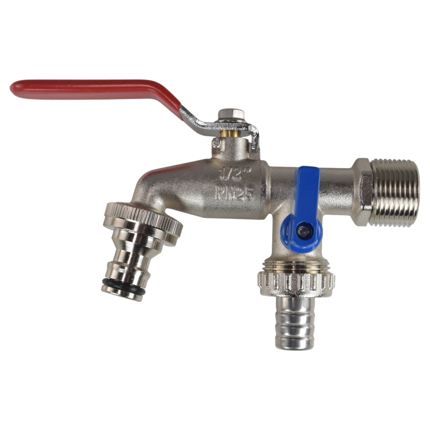 Double Lever Tap Kit with Barb/Quick Connect Outlet, ½” and ¾” BSP Thread Inlet