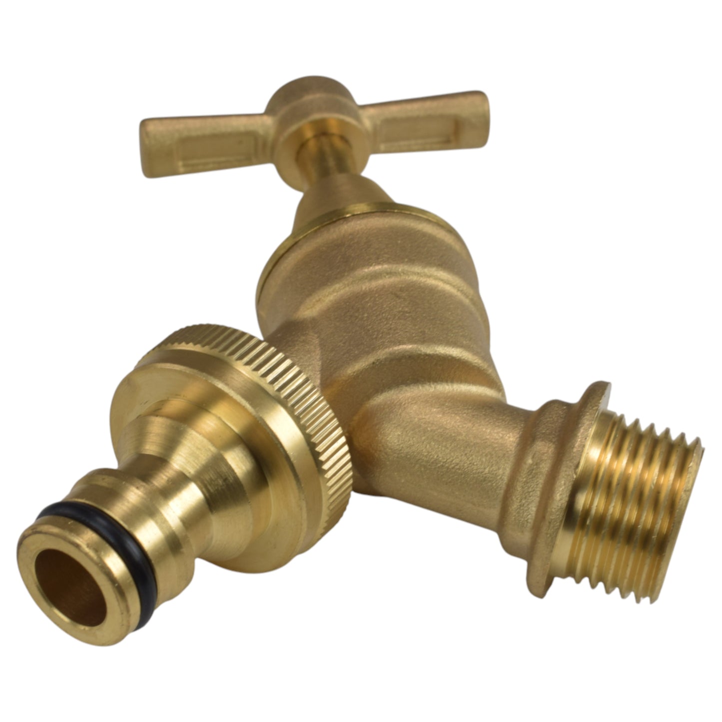 Brass Bib Tap Kit with Barb/Quick Connect Outlet, ½” and ¾” BSP Thread Inlet