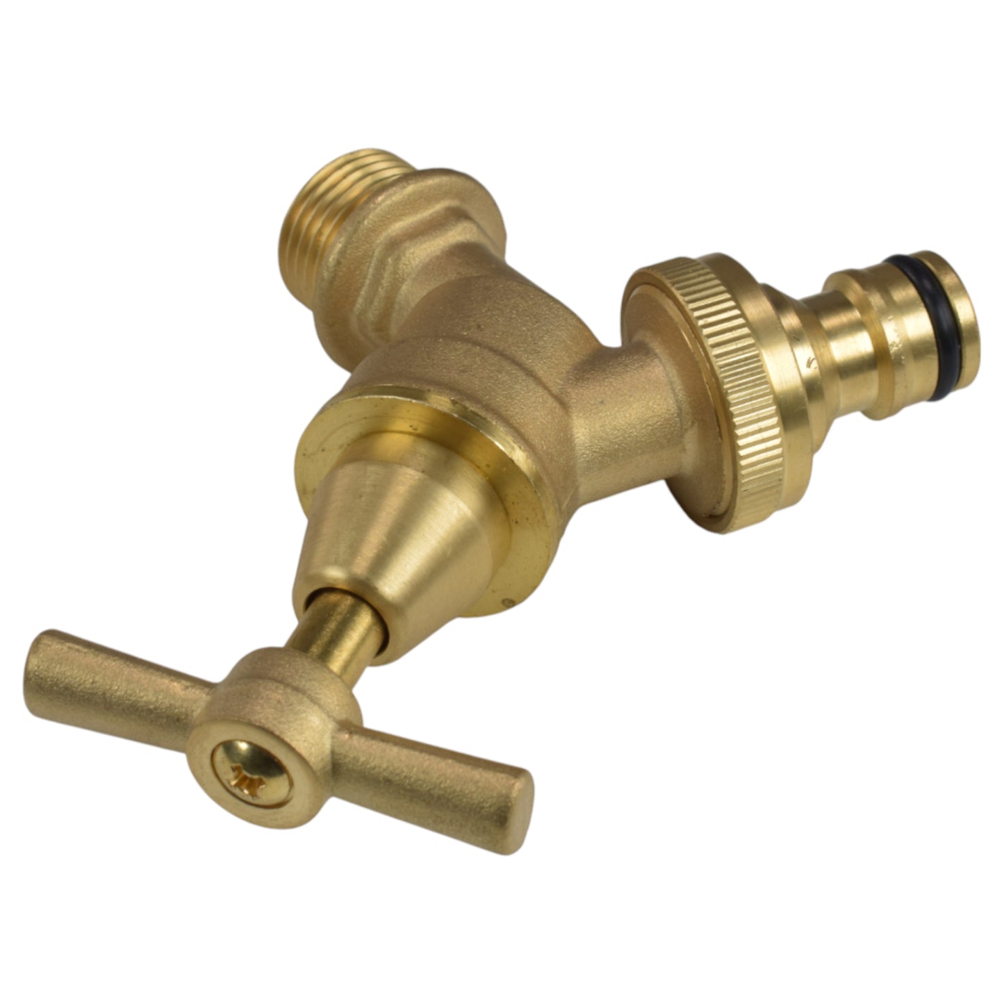 Brass Bib Tap Kit with Barb/Quick Connect Outlet, ½” and ¾” BSP Thread Inlet