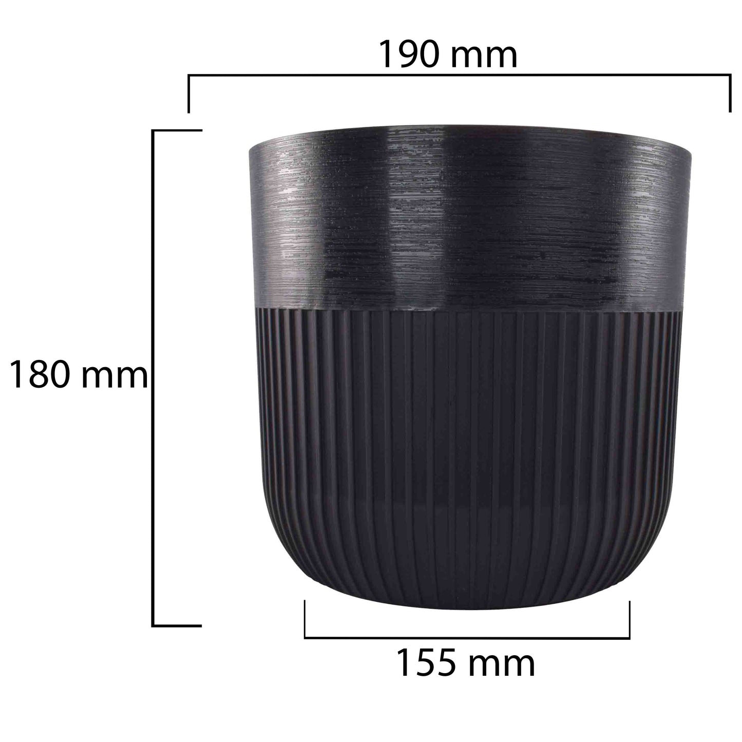Luca Pot without Hole 190mm Deep Black