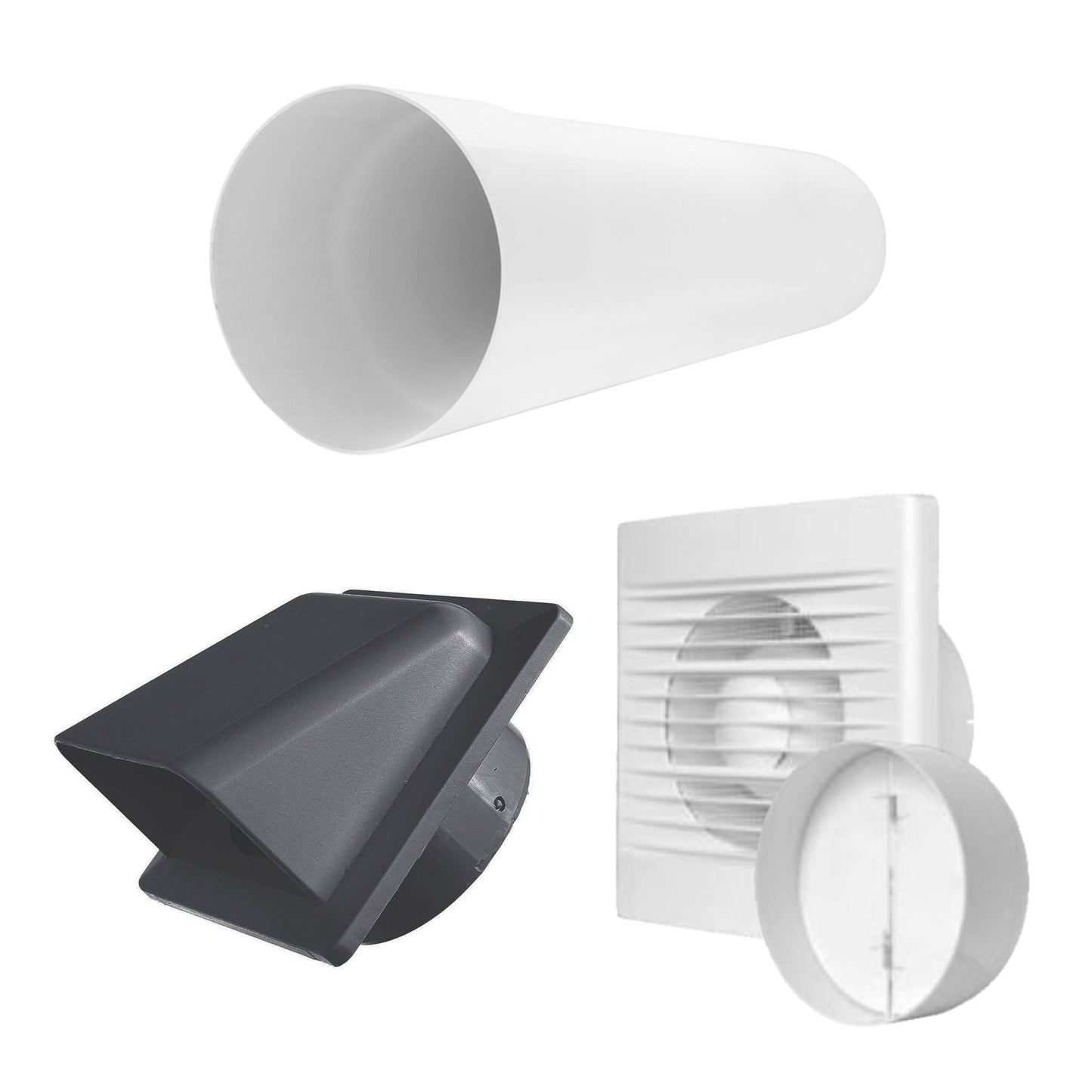 Through Wall Ventilation Kit – STYL Fan with Timer and Graphite External Vent