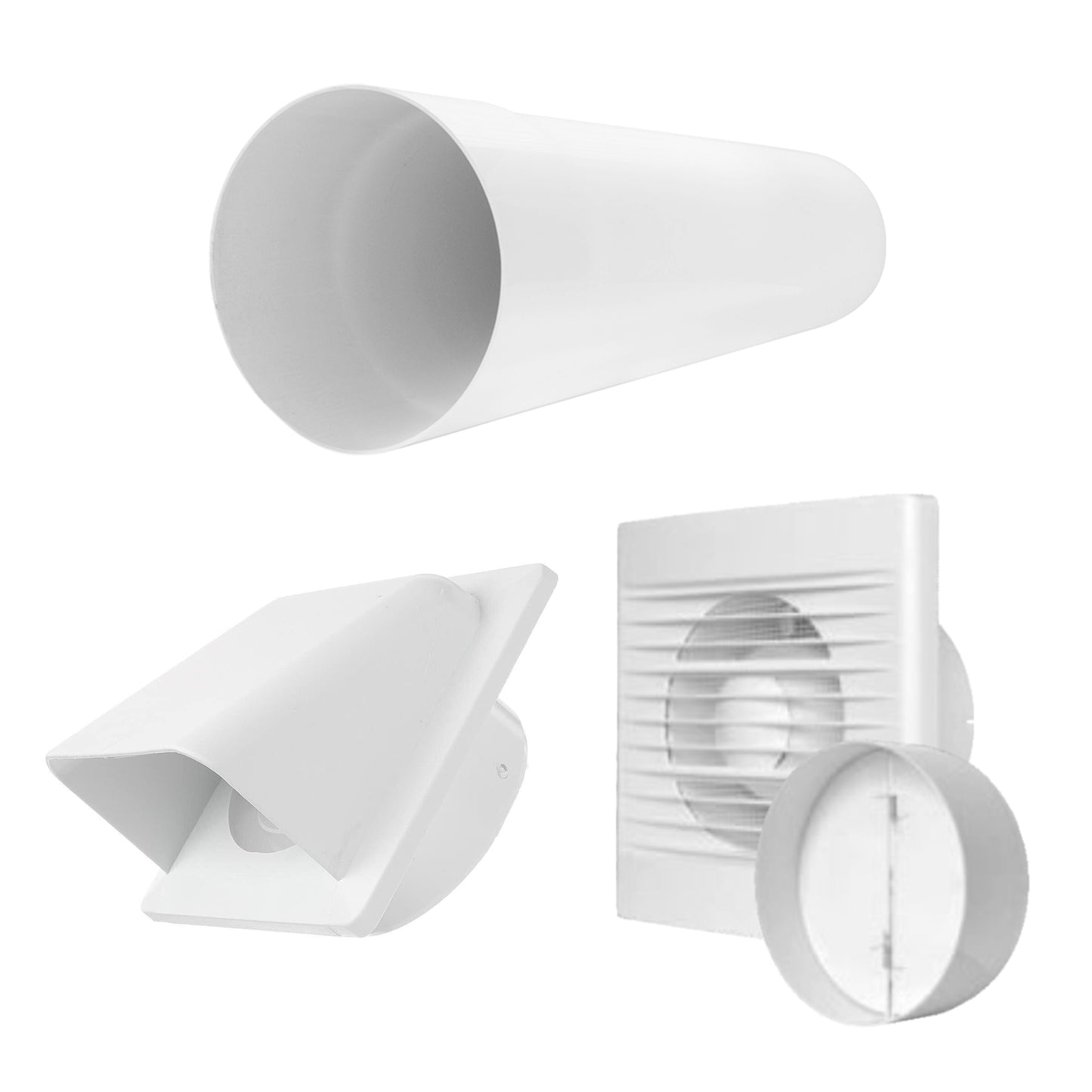 Through Wall Ventilation Kit – STYL Fan with Timer/Humidistat and White External Vent
