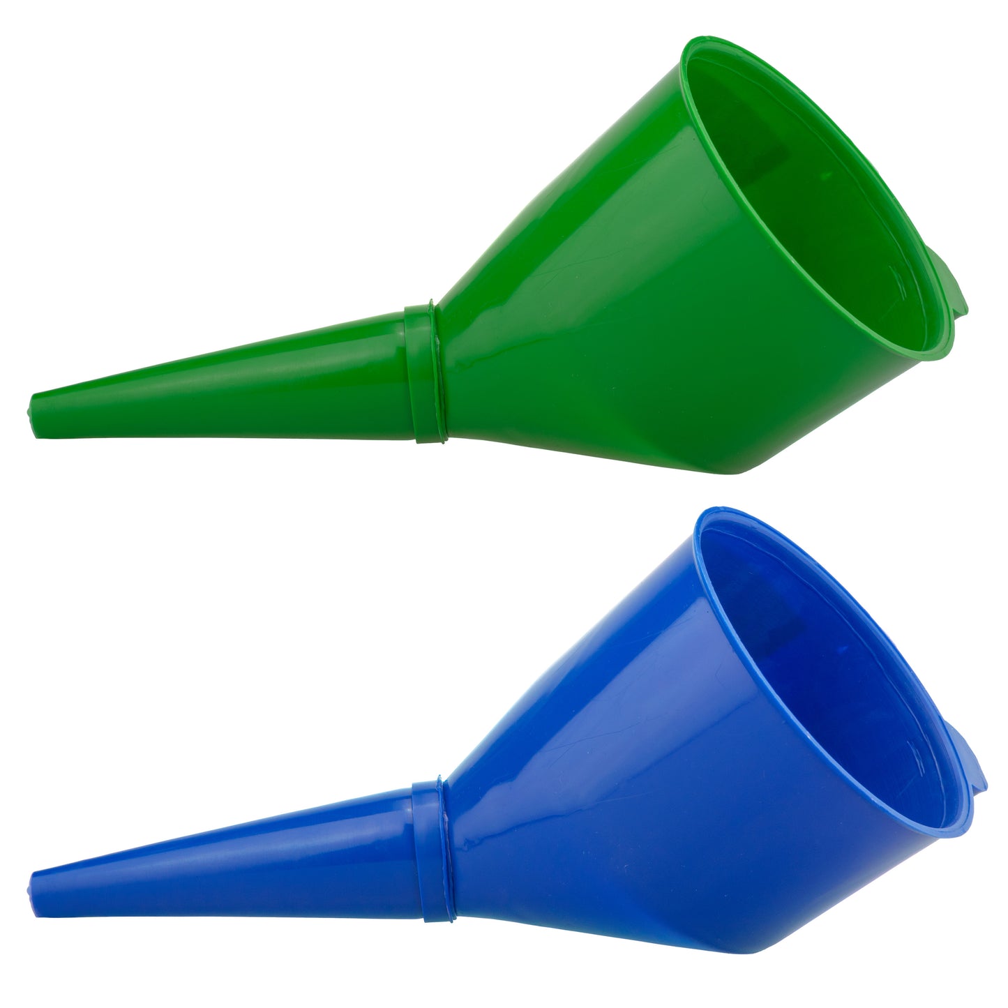 Angled Car Fuel Funnels with Filter (Green & Blue)
