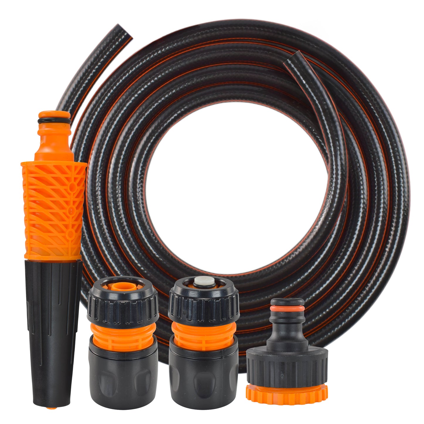 Garden Hose Carbon Plus with Black Orange Hose Connector Set