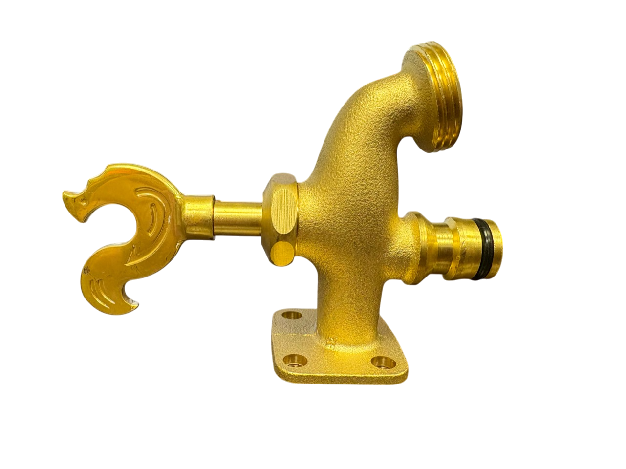 Brass Bib Tap with Quick Connect Inlet, ¾” BSP Thread Outlet, Rooster Design
