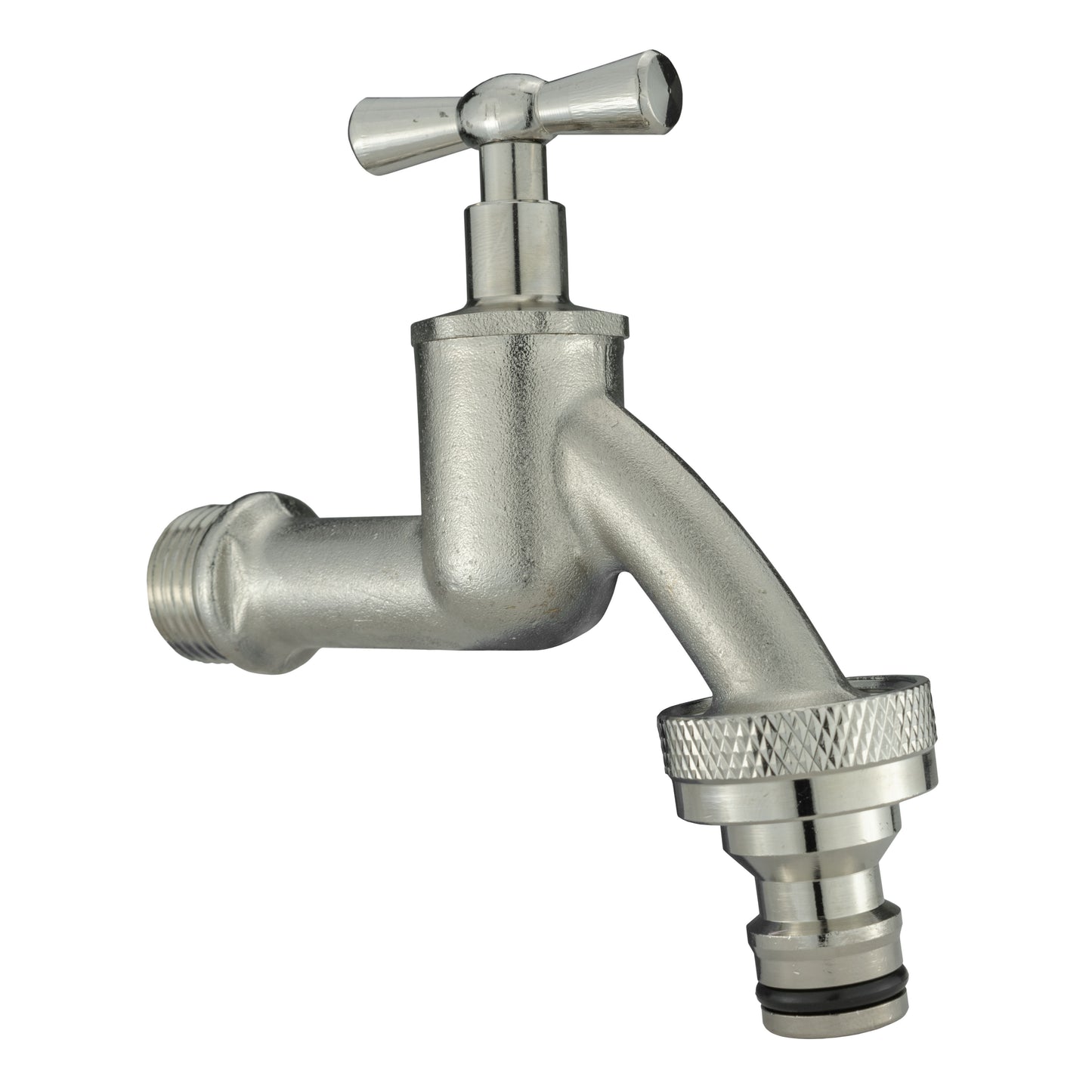 Wall Flange Kit 20mm MDPE + Bib Nickle Tap & Snap On
