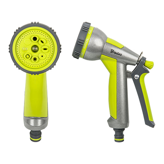 Hose Gun Water Sprayer 8-Function Metal, Lime