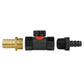 16mm Barbed Straight with In-Line BSPF Valve and 19mm Brass Barb