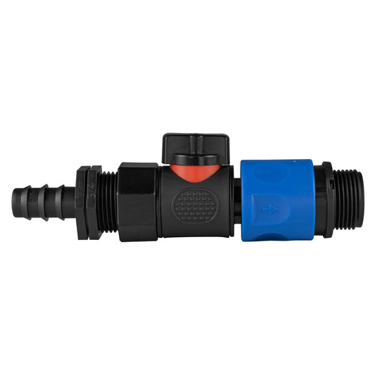 16mm Barbed Straight with BSPF-Quick Connect Valve & Hose Connector 3/4" BSPM