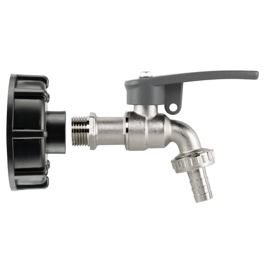 IBC 2” S60X6 – ½” BSP Cap with Lever Tap Hose Barb and Side Lock