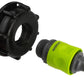 IBC 2” S60X6 Cap with ¾” BSP Threaded Hose Connector and Double Male Lime