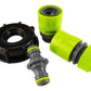 IBC 2” S60X6 Cap with Threaded Hose Fitting, Double Male and Hose Connector Lime