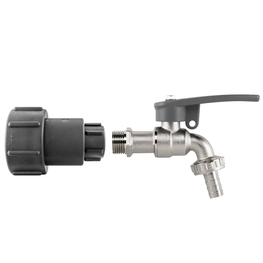 IBC 2” S60X6 – ½” BSP Extender Adaptor with Lever Tap with Hose Barb and Side Lock